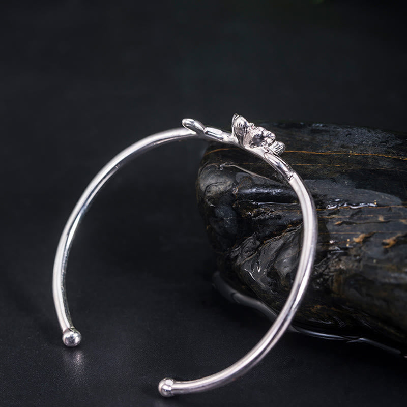 Fortune Jewel 925 Sterling Silver Cherry Blossom Luck Bracelet Bangle
