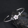 Fortune Jewel 925 Sterling Silver Cherry Blossom Luck Bracelet Bangle