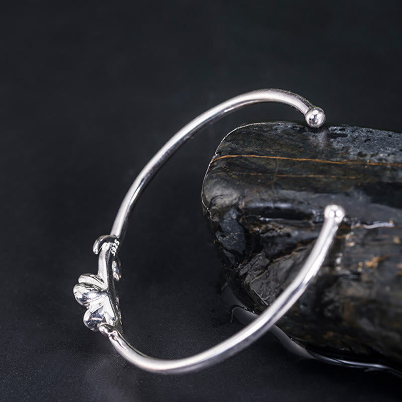 Fortune Jewel 925 Sterling Silver Cherry Blossom Luck Bracelet Bangle