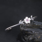Fortune Jewel 925 Sterling Silver Cherry Blossom Luck Bracelet Bangle