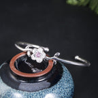 Fortune Jewel 925 Sterling Silver Cherry Blossom Luck Bracelet Bangle