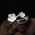 Fortune Jewel 925 Sterling Silver Plum Bossom Balance Ring
