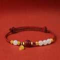 Fortune Jewel Fu Character Jade Cinnabar 24K Gold Plated Luck Red String Bracelet