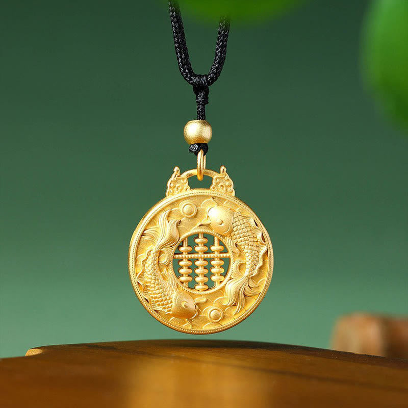 Fortune Jewel Gold Plated Copper Koi Fish Strength Necklace Pendant