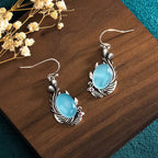 Fortune Jewel 925 Sterling Silver Posts Blue Chalcedony Koi Fish Balance Vitality Earrings