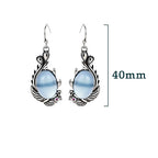 Fortune Jewel 925 Sterling Silver Posts Blue Chalcedony Koi Fish Balance Vitality Earrings