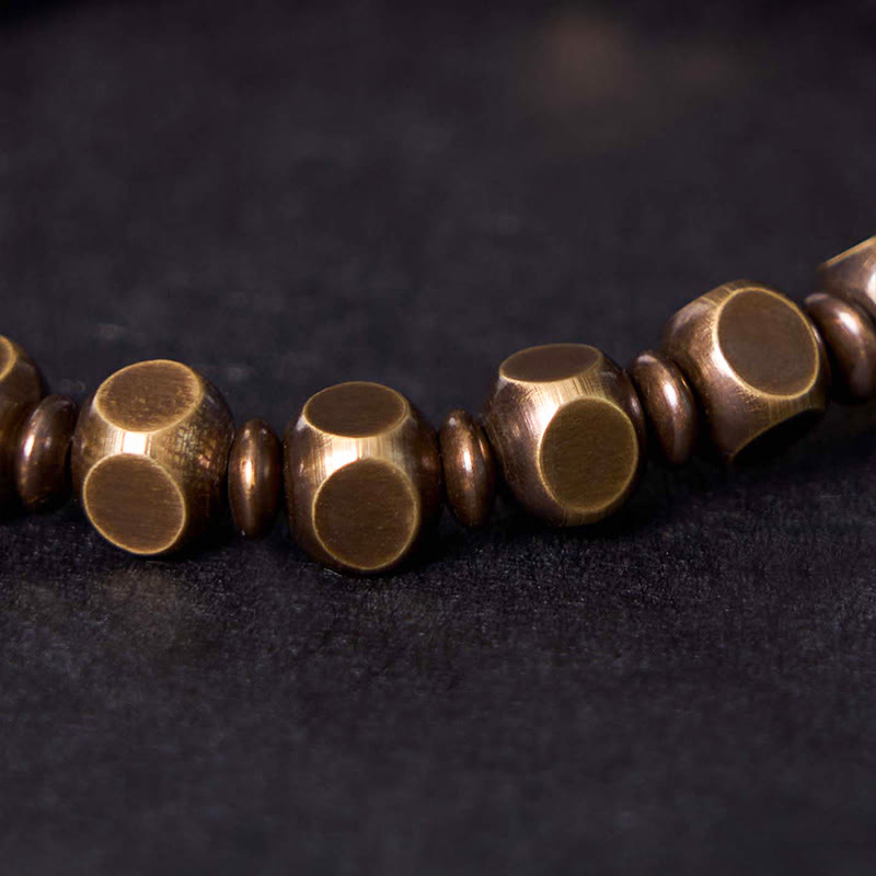 Fortune Jewel Tibetan Om Mani Padme Hum Carved Copper Brass Amulet Focus Bracelet