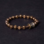 Fortune Jewel Tibetan Om Mani Padme Hum Carved Copper Brass Amulet Focus Bracelet