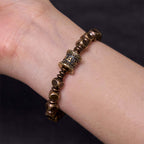 Fortune Jewel Tibetan Om Mani Padme Hum Carved Copper Brass Amulet Focus Bracelet