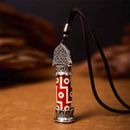 Fortune Jewel Tibetan Medicine Buddha Nine-Eye Dzi Bead Protection Necklace Pendant