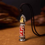 Fortune Jewel Tibetan Medicine Buddha Nine-Eye Dzi Bead Protection Necklace Pendant
