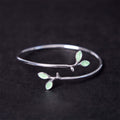Fortune Jewel Leaf Pattern Cat Eye Support Cuff Bracelet Bangle