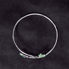 Fortune Jewel Leaf Pattern Cat Eye Support Cuff Bracelet Bangle