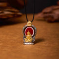 Fortune Jewel Tibetan Avalokitesvara Dzi Bead Pattern Copper Purity Healing Necklace Pendant