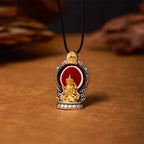 Fortune Jewel Tibetan Avalokitesvara Dzi Bead Pattern Copper Purity Healing Necklace Pendant