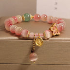 Fortune Jewel Gradient Pink Cat's Eye Butterfly Peace Bracelet