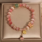 Fortune Jewel Gradient Pink Cat's Eye Butterfly Peace Bracelet