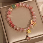 Fortune Jewel Gradient Pink Cat's Eye Butterfly Peace Bracelet