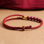 Fortune Jewel Cinnabar Fu Character Beads Blessing Red String Handmade Braided Bracelet