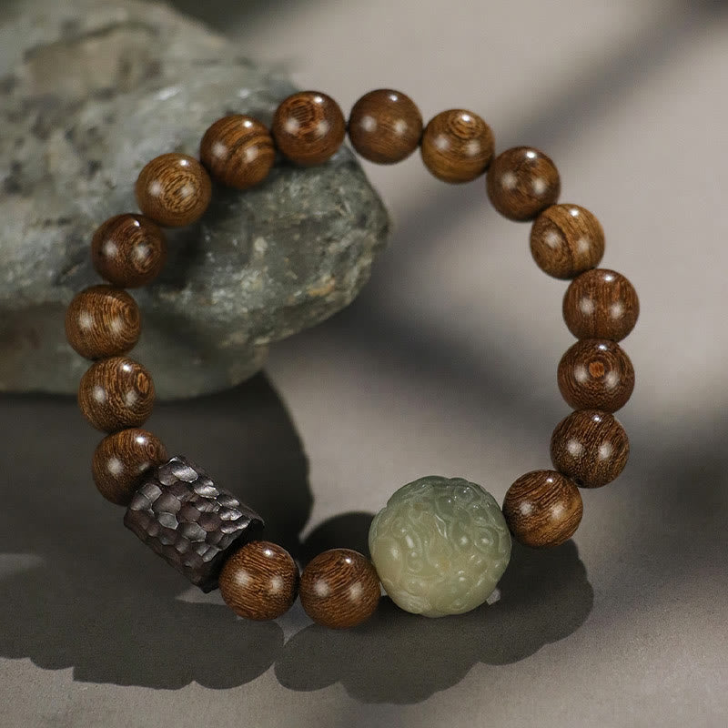 Fortune Jewel Sandalwood Bodhi Seed PiXiu Ebony Wood Bead Healing Bracelet