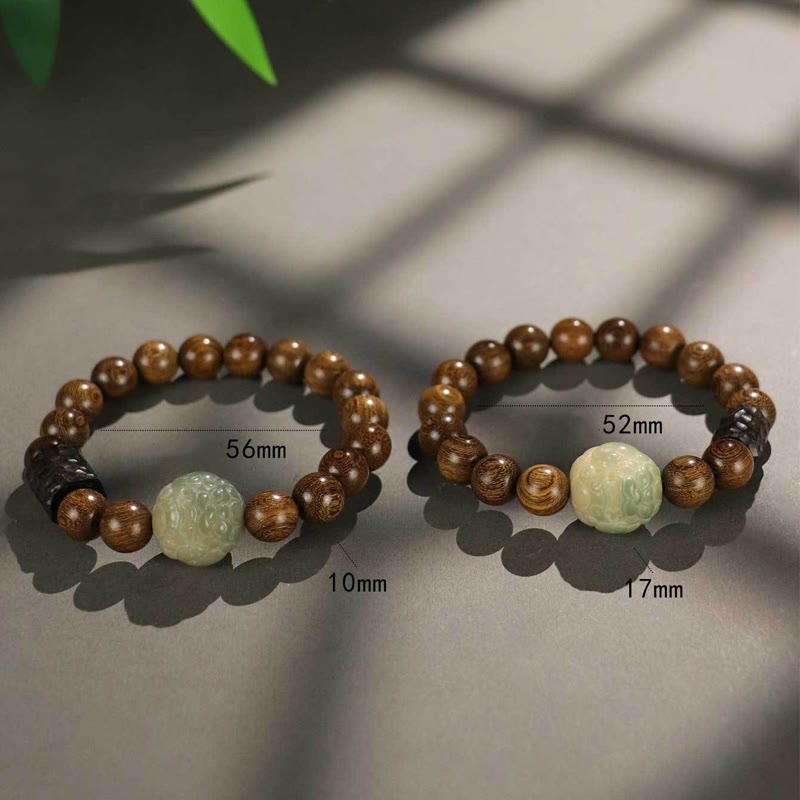 Fortune Jewel Sandalwood Bodhi Seed PiXiu Ebony Wood Bead Healing Bracelet