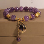 Fortune Jewel Amethyst Lily Charm Balance Healing Bracelet