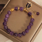 Fortune Jewel Amethyst Lily Charm Balance Healing Bracelet