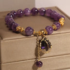 Fortune Jewel Amethyst Lily Charm Balance Healing Bracelet