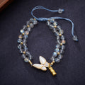 Fortune Jewel Natural Moonstone Butterfly Bamboo Healing String Bracelet