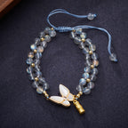 Fortune Jewel Natural Moonstone Butterfly Bamboo Healing String Bracelet