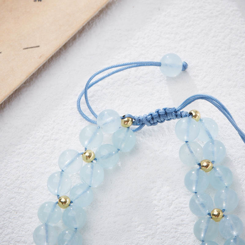 Fortune Jewel Natural Aquamarine Amethyst Moonstone Butterfly Bamboo Healing Bracelet