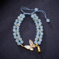 Fortune Jewel Natural Aquamarine Amethyst Moonstone Butterfly Bamboo Healing Bracelet