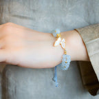 Fortune Jewel Natural Aquamarine Amethyst Moonstone Butterfly Bamboo Healing Bracelet
