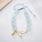 Fortune Jewel Natural Aquamarine Amethyst Moonstone Butterfly Bamboo Healing Bracelet