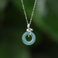 Fortune Jewel 925 Sterling Silver 18K Gold Jade Peace Buckle Spirit Snake Peace Necklace Pendant - Fortune Jewel