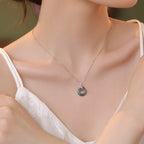 Fortune Jewel 925 Sterling Silver 18K Gold Jade Peace Buckle Spirit Snake Peace Necklace Pendant - Fortune Jewel