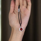 Fortune Jewel 999 Sterling Silver Red Agate Peace Buckle Blessing Necklace Pendant
