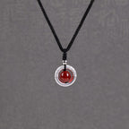 Fortune Jewel 999 Sterling Silver Red Agate Peace Buckle Blessing Necklace Pendant