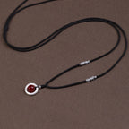 Fortune Jewel 999 Sterling Silver Red Agate Peace Buckle Blessing Necklace Pendant