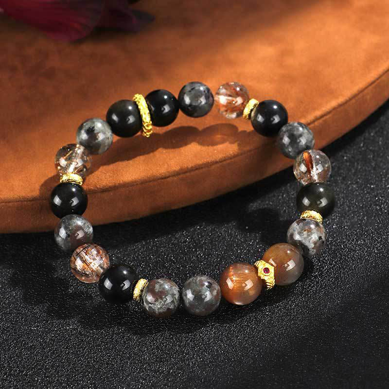 Fortune Jewel Sun Stone Lava Rock Positive Bracelet