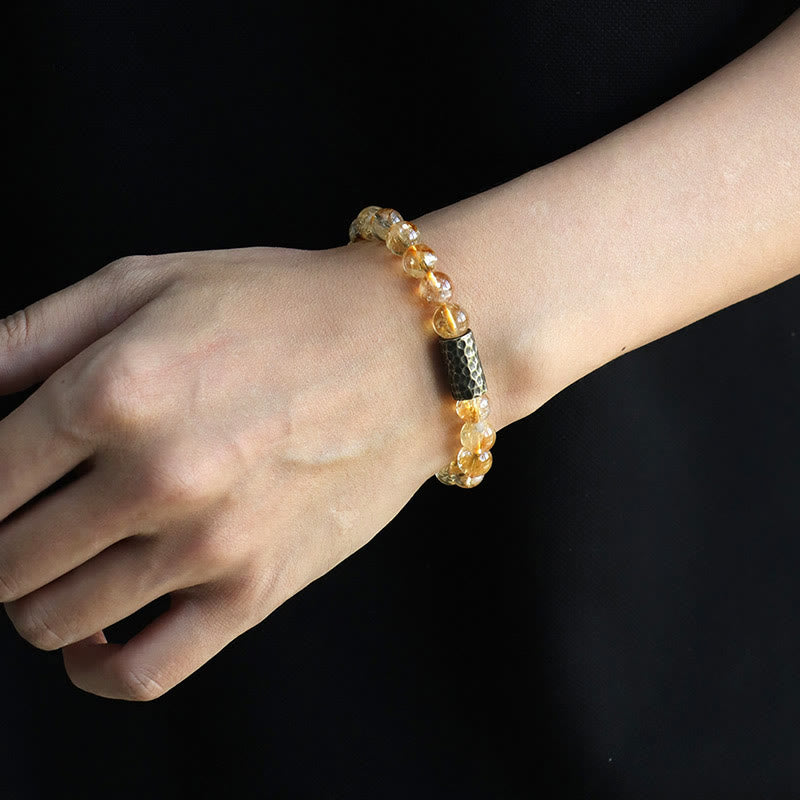 Fortune Jewel Citrine Sandalwood Bodhi Seed Protection Double Wrap Bracelet