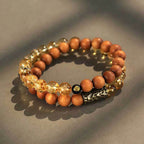 Fortune Jewel Citrine Sandalwood Bodhi Seed Protection Double Wrap Bracelet