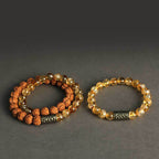 Fortune Jewel Citrine Sandalwood Bodhi Seed Protection Double Wrap Bracelet