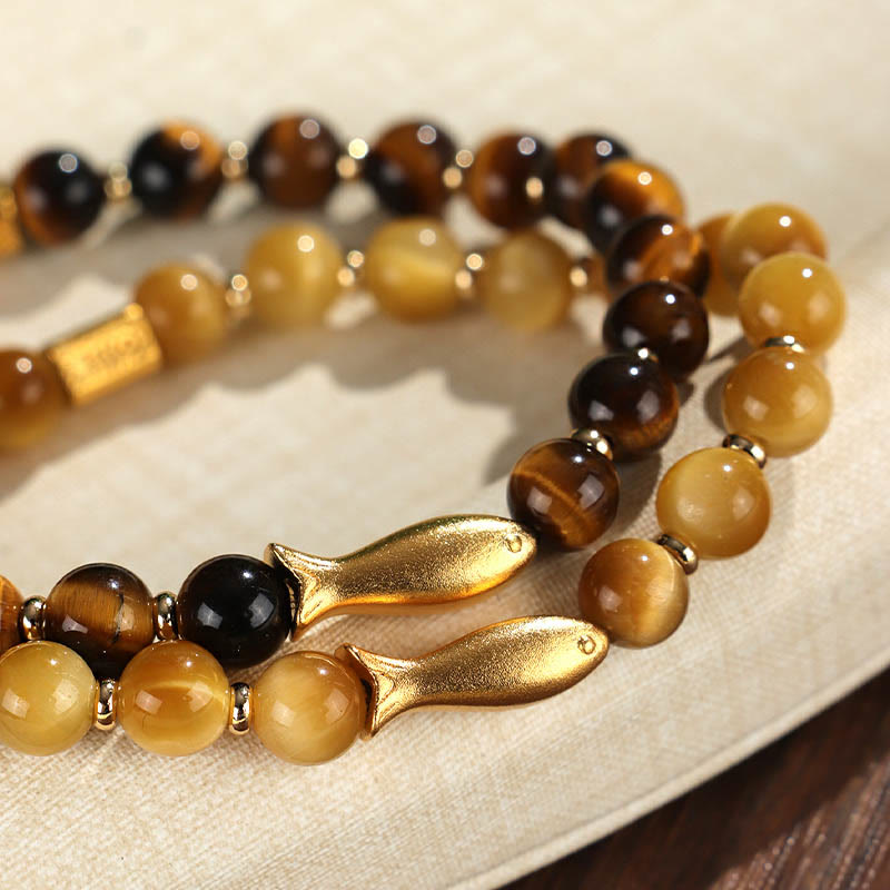 Fortune Jewel Tiger Eye Koi Fish Courage Bracelet