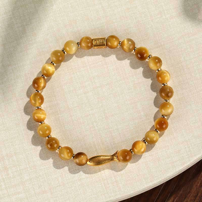 Fortune Jewel Tiger Eye Koi Fish Courage Bracelet