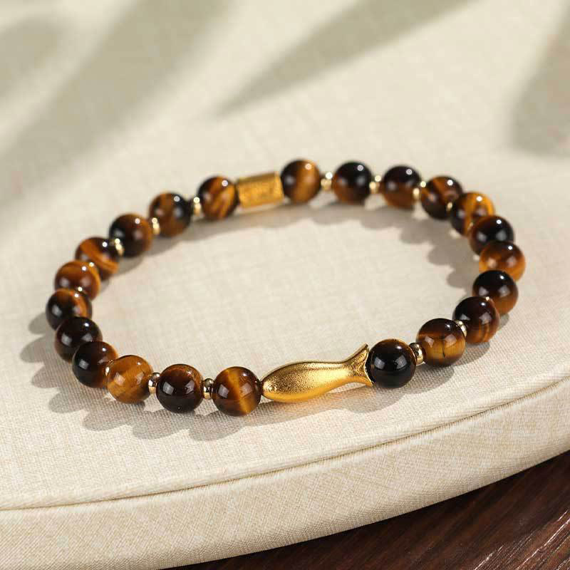 Fortune Jewel Tiger Eye Koi Fish Courage Bracelet