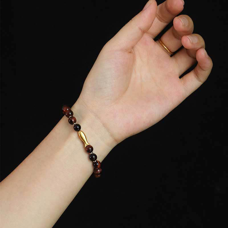 Fortune Jewel Tiger Eye Koi Fish Courage Bracelet