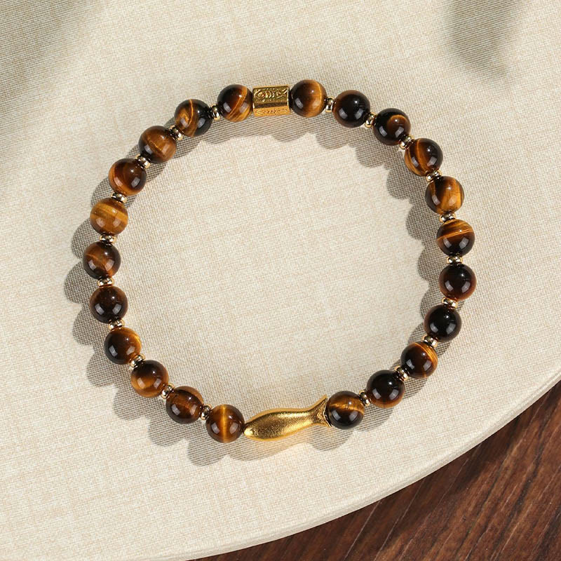 Fortune Jewel Tiger Eye Koi Fish Courage Bracelet