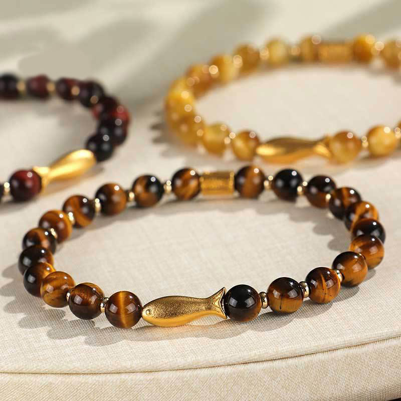 Fortune Jewel Tiger Eye Koi Fish Courage Bracelet