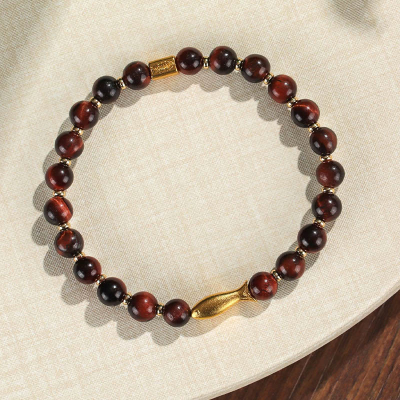 Fortune Jewel Tiger Eye Koi Fish Courage Bracelet